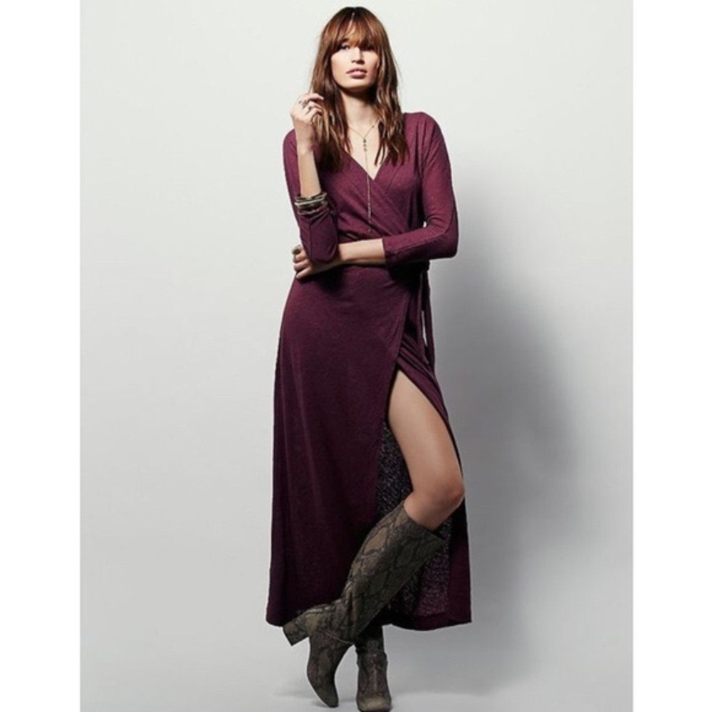 Free People Beach Wrap Dress Rust Orange NWOT